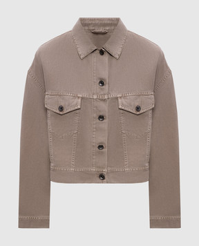 Brunello Cucinelli Коричнева джинсова куртка з льоном ML9967674