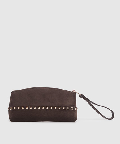 Коричневый замшевый клатч Rockstud