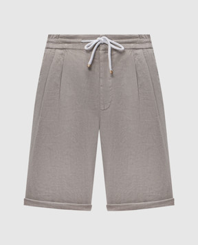 Brunello Cucinelli Шорты цвета хаки из льна M243DU0020