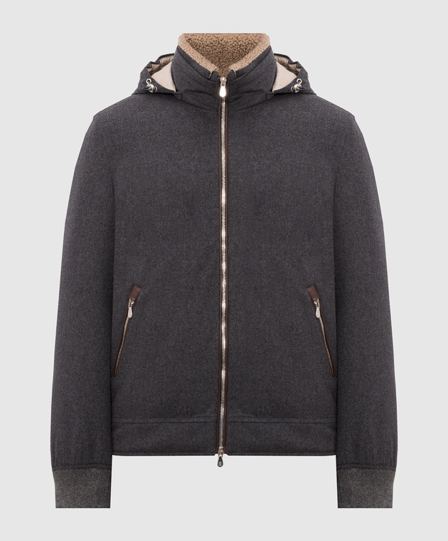 Brunello Cucinelli Серая пуховая куртка из шерсти MM4701606