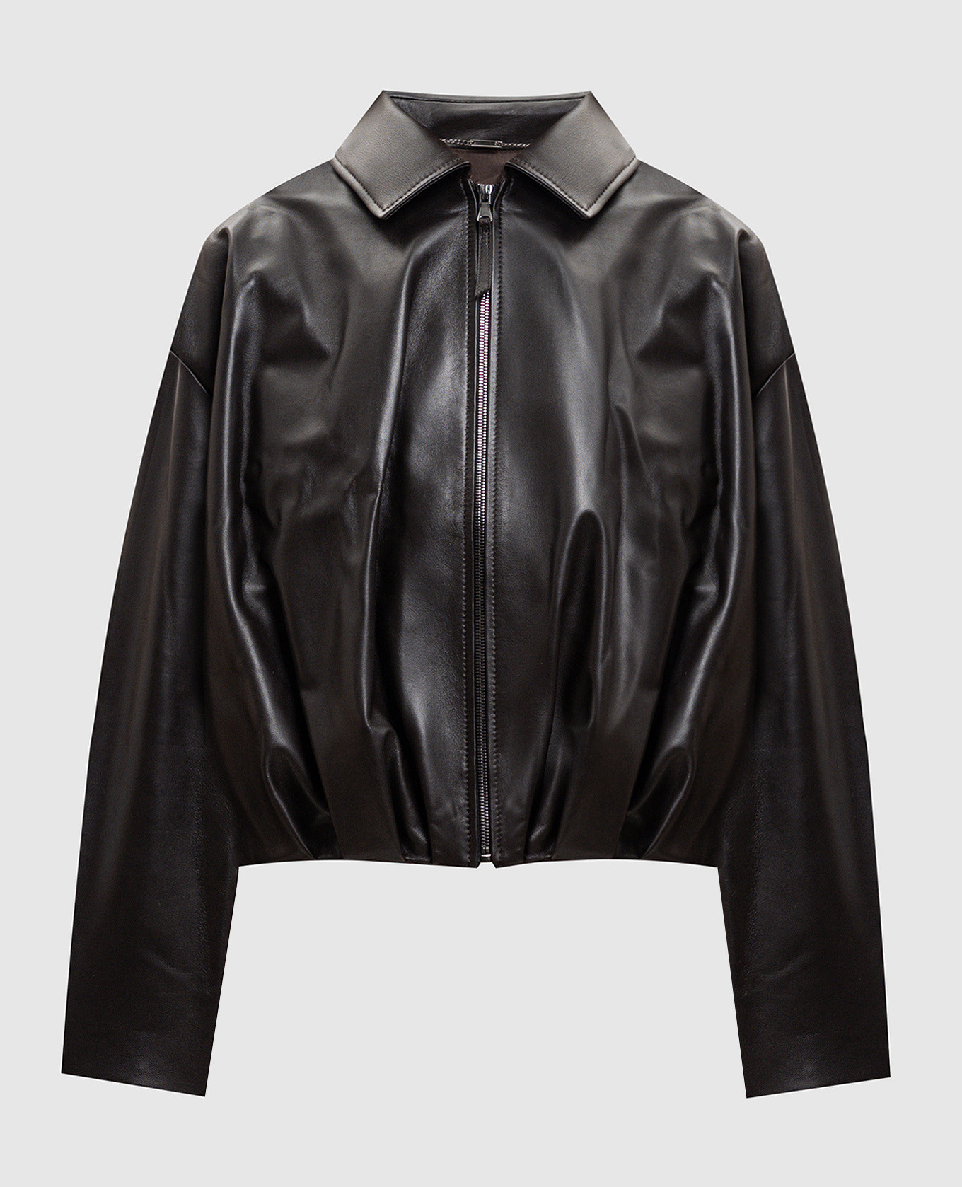 Коричневая кожаная куртка с патчем логотипа