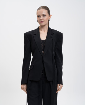 Ann Demeulemeester Черный жакет Jomar с шерстью со шнуровкой B0013509FA556