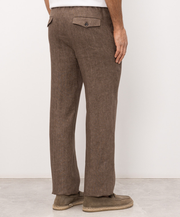 Slowear Коричневые брюки из льна 1T00057016A изображение 4