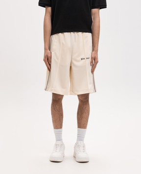 Palm Angels Бежеві шорти з вишивкою логотипа PMCL009S26FAB001