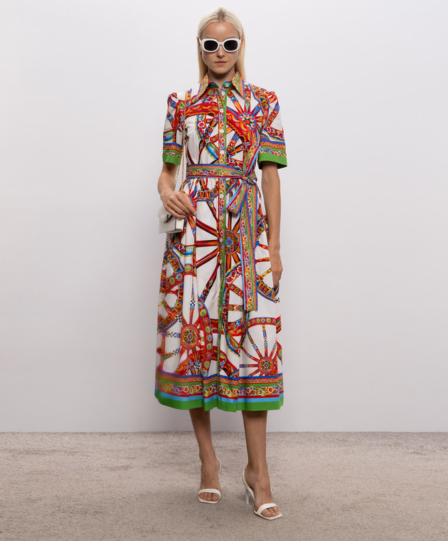 Dolce&Gabbana Белое платье-рубашка в принт F6JFNTGDDTF изображение 2