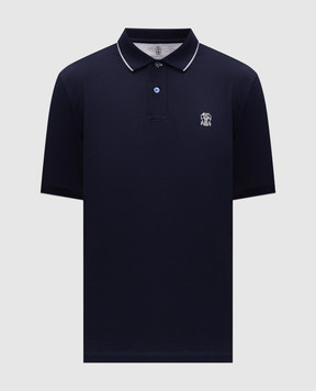 Brunello Cucinelli Темно-Синє поло з вишивкою емблеми M0B139779G