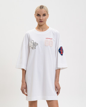 Off-White Біла сукня-футболка з фактурними нашивками 2DH00AS26JER002