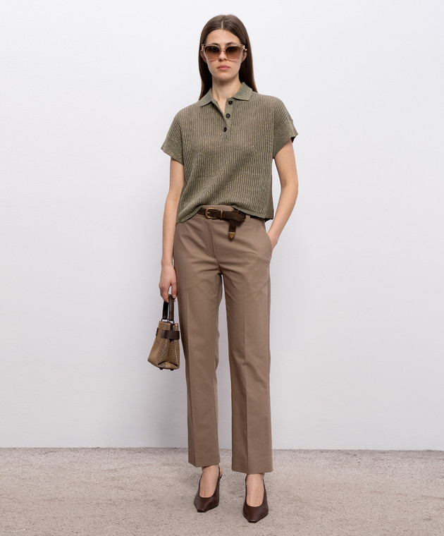 Brunello Cucinelli Коричневі штани з ланцюжком моніль M0F70P9169 зображення 2