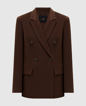 Twinset Коричневий двобортний жакет з льоном 261AP2323