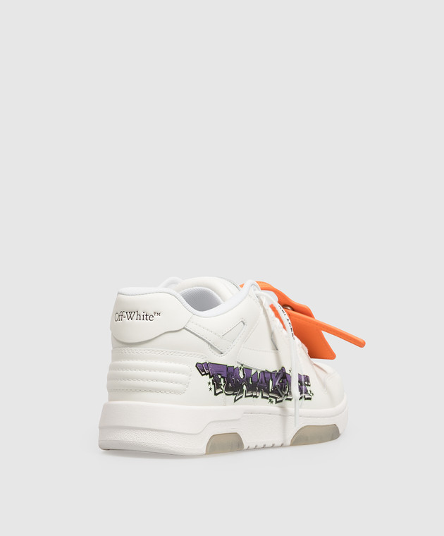 Off-White Білі шкіряні кросівки Out Of Office з принтом OF06004510 зображення 3