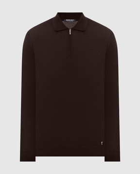 Bertolo Cashmere Коричневое поло из шерсти и шелка с молнией 900837000006