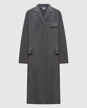 Thom Browne Сіре пальто Chesterfield з вовни FOC906UF1163