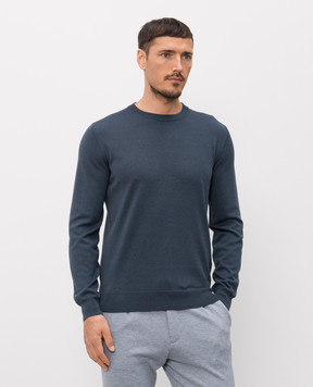 Enrico Mandelli Синий джемпер с шелком 3K001A5645