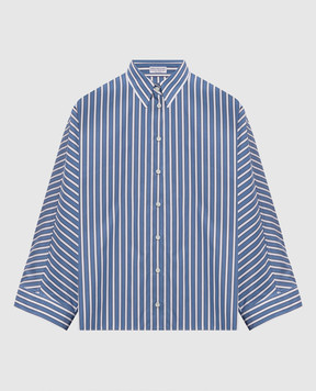 Brunello Cucinelli Синяя рубашка в полоску MH749MX716