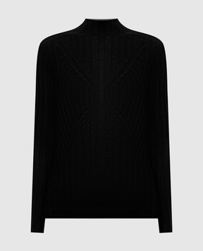 Jil Sander Черный гольф с кашемиром и шелком в рубчик J02GP0270J13289