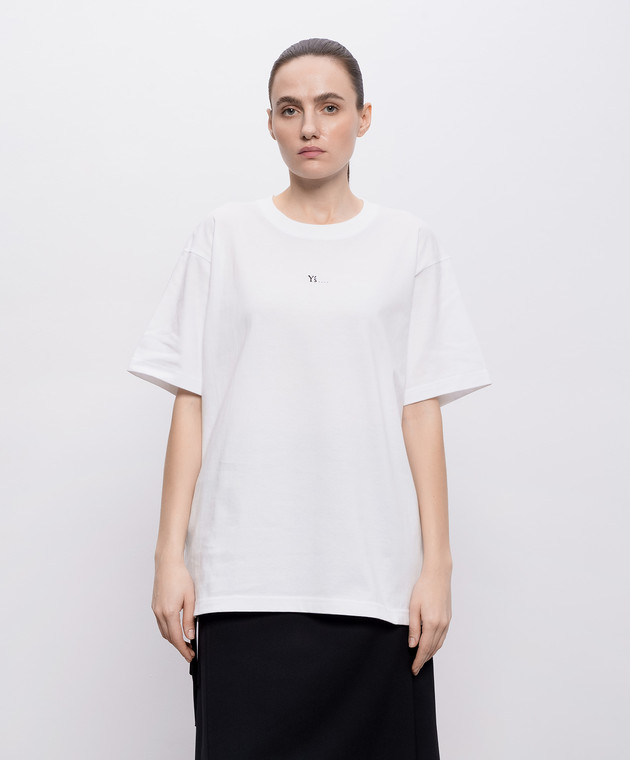 Y`S Yamamoto Белая футболка с вышивкой монограммы YKT46134 изображение 3