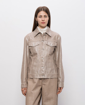 Brunello Cucinelli Бежева джинсова куртка з люрексом ML1097328P