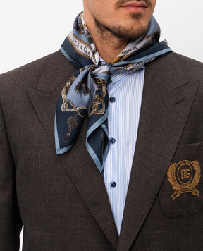 Dolce&Gabbana Синя хустка із шовку в брендовий принт GQ348EHI12A