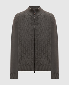 Canali Зеленый кардиган из шерсти в узор MK02550C1221