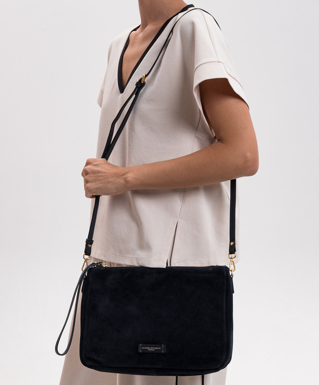 Gianni Chiarini Синяя замшевая сумка Nora BS10225CMPL изображение 2