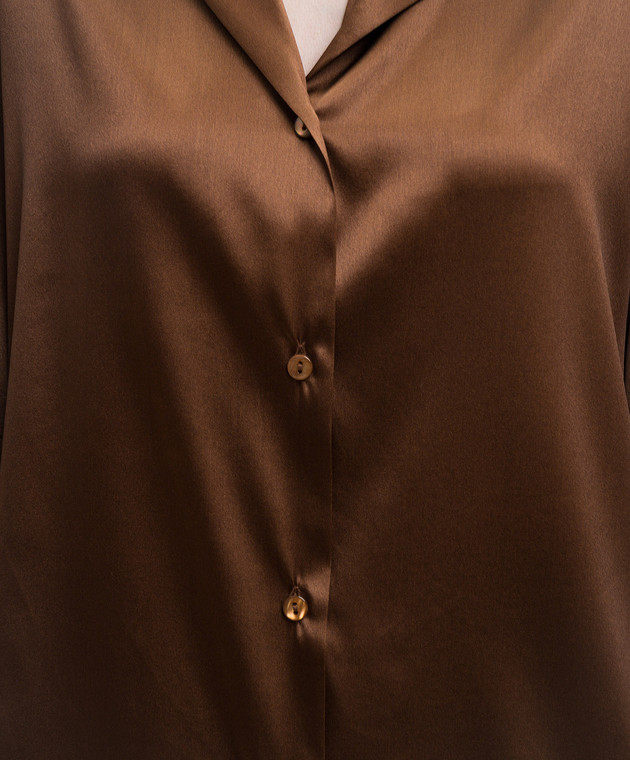 Solotre Коричнева блуза із шовку M1AB0093 зображення 5