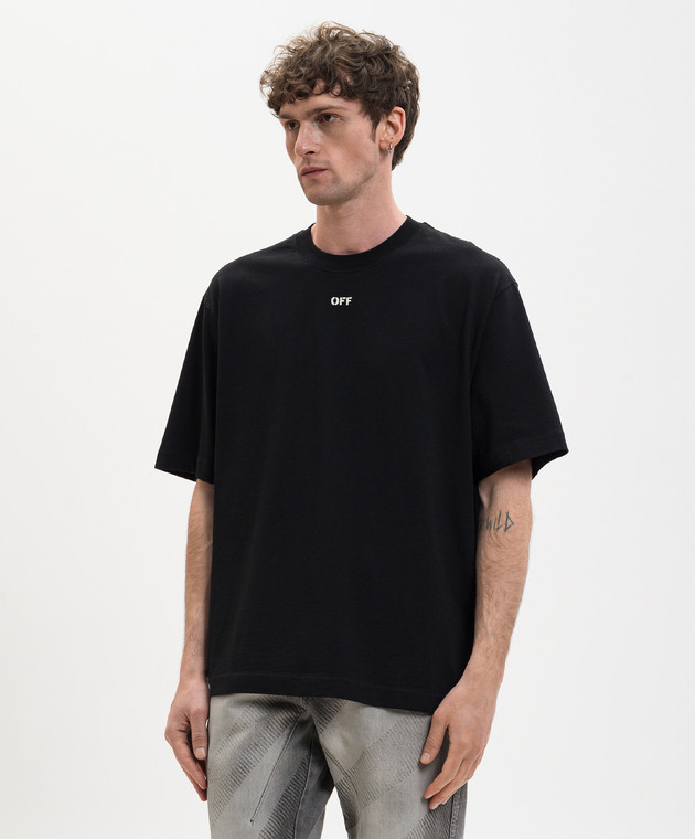Off-White Черная футболка с логотипом OFF 44MAA120S26J00Y изображение 3