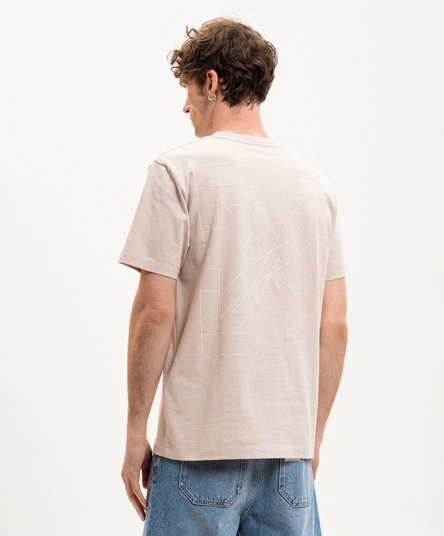 Off-White Бежева футболка Outline Double Arrow 44MAA027S26J003 зображення 4