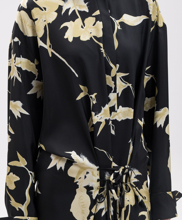 Max Mara Sportmax Черное платье-рубашка GLEBA из шелка SPXGLEBA изображение 4
