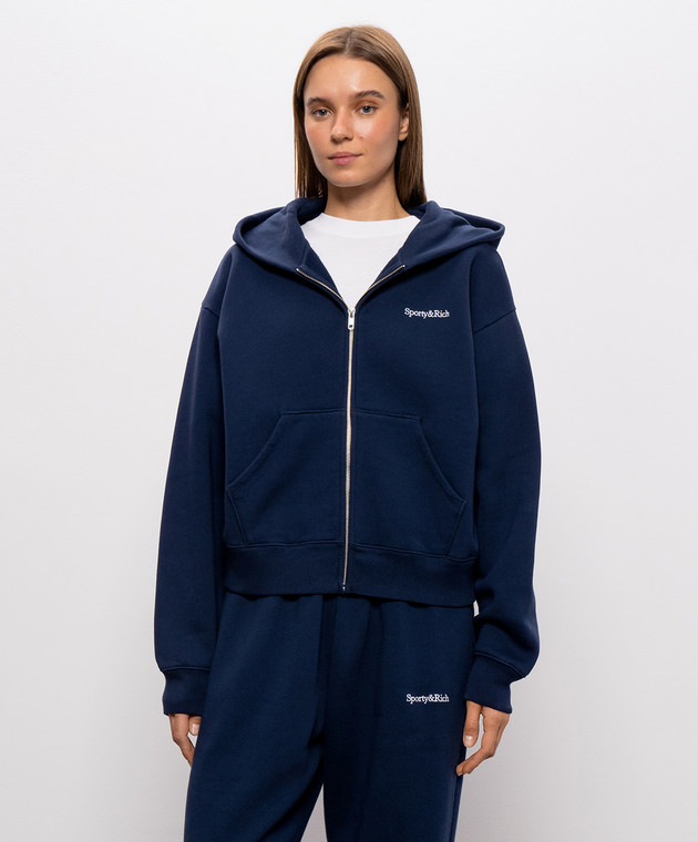 Sporty & Rich Синяя утепленная спортивная куртка с вышивкой логотипа ST10284300BL106w изображение 3