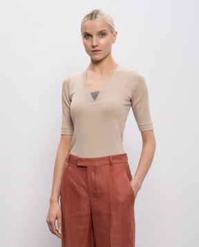 Brunello Cucinelli Бежевый топ с цепочкой мониль M0TC8EL692