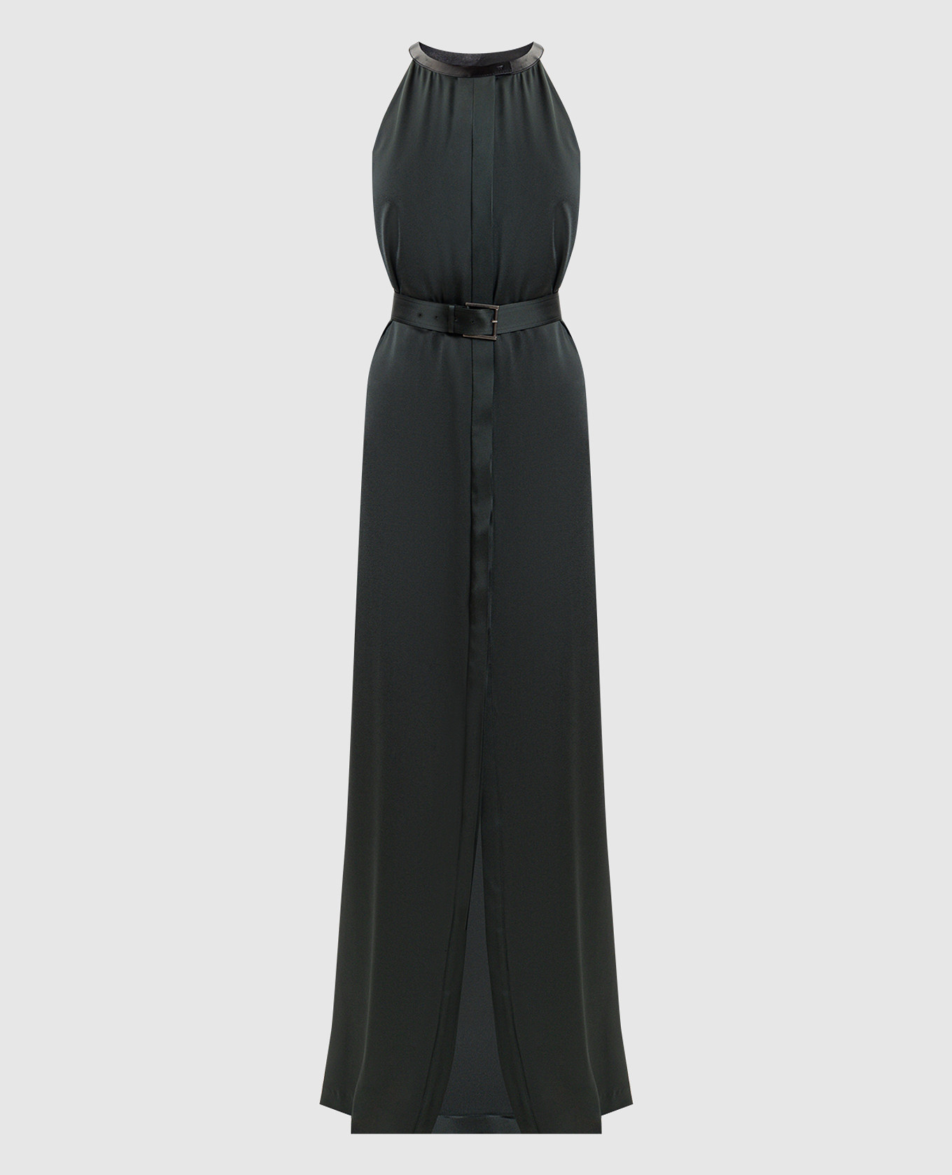 Зеленое платье с поясом