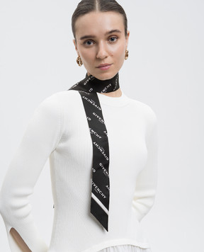 Givenchy Чорна стрічка твіллі із шовку Shadow з логотипом 710010165001