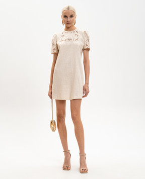 Twinset Бежева сукня міні з льоном 261TP2310