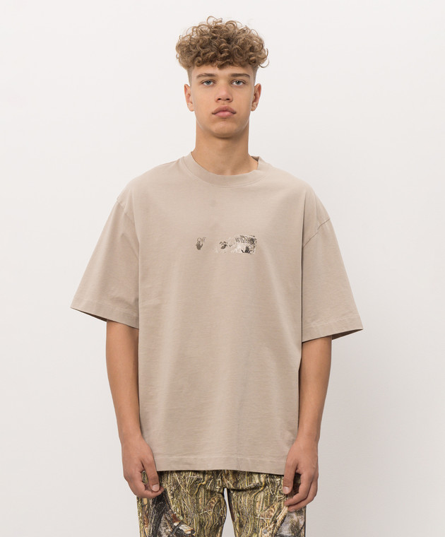 Off-White Бежева футболка Spices Arrow 44MAA120F26J00D зображення 3