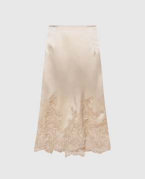 Ermanno Scervino Бежева спідниця із шовку з мереживом D492O742APNXE