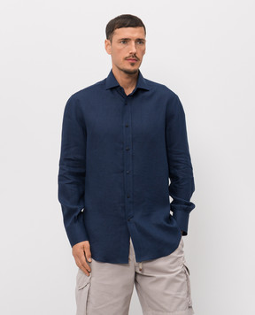 Brunello Cucinelli Синя сорочка з льону MM6840028