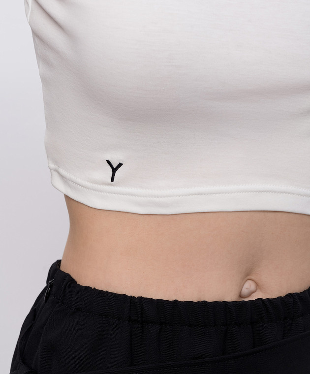 Y`S Yamamoto Білий топ з вишивкою монограми YKT01060 зображення 5