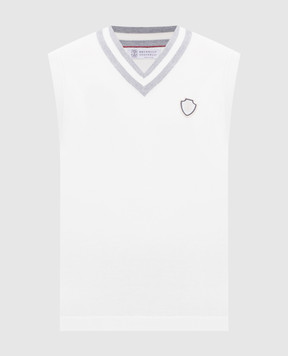 Brunello Cucinelli Белый жилет с нашивкой эмблемы M29203607F