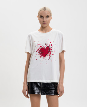 Twinset Белая футболка с принтом в виде сердец 261AP2164