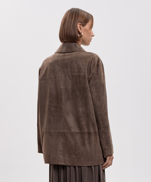 Max Mara Коричневая замшевая куртка ASTRALE SMMASTRALE изображение 4