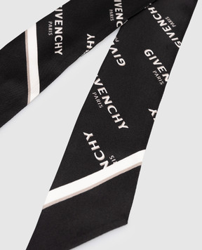 Givenchy Чорна стрічка твіллі із шовку Shadow з логотипом 710010165001