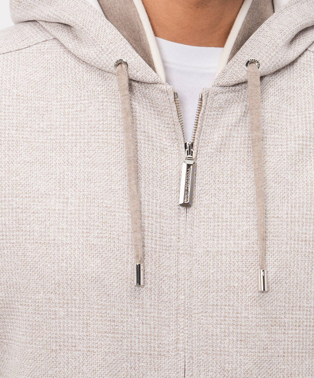 Stefano Ricci Бежева куртка з льоном та шовком у віндзорську клітинку MZJ6100050DN29HA зображення 5