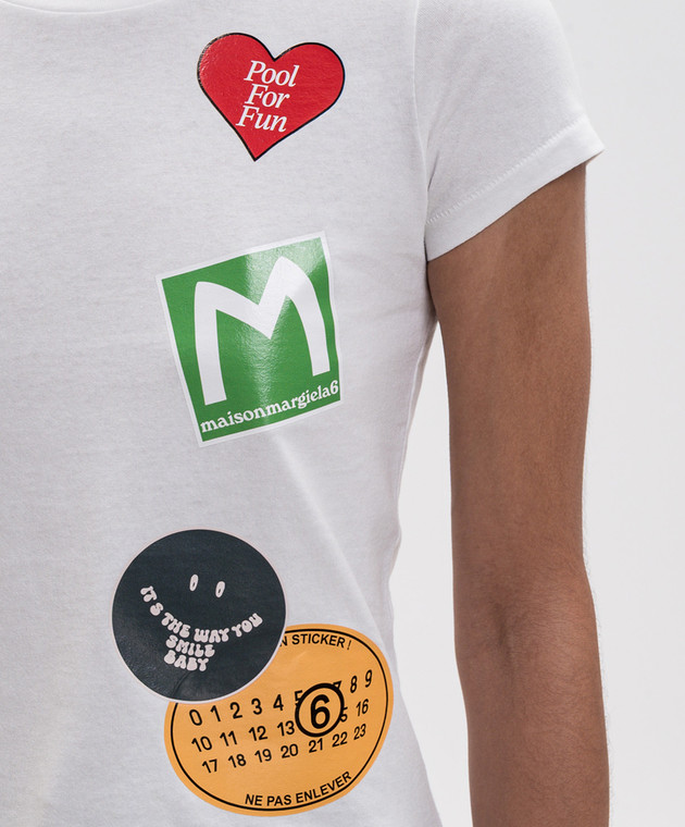 Maison Margiela MM6 Белая футболка с принтом S52GC0373M20050 изображение 5