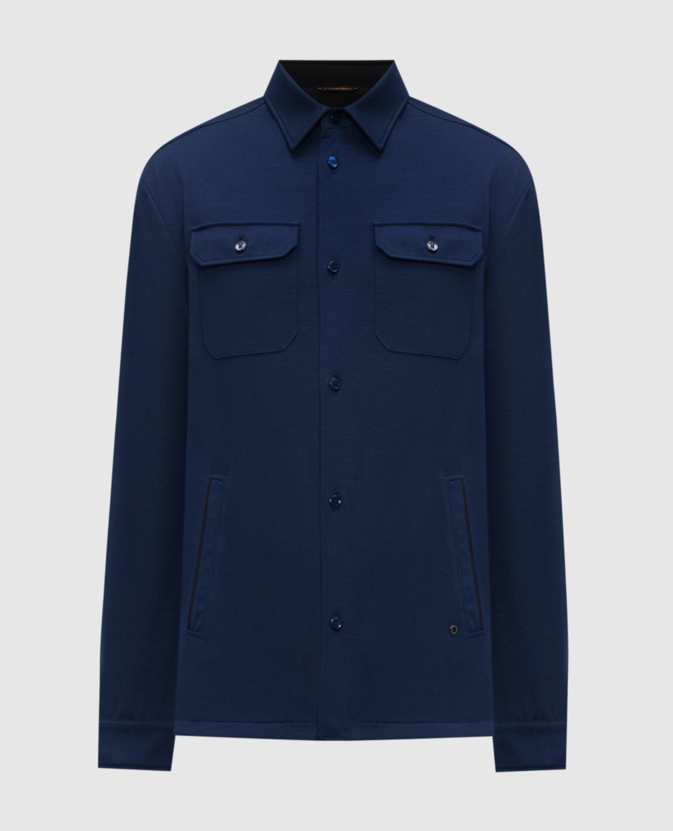 Синяя рубашка из шерсти