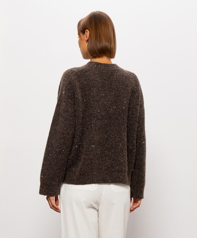Peserico Коричневый свитер с шерстью с пайетками S99531F05B9202 изображение 4