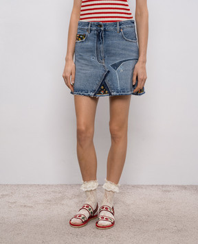 Valentino Блакитна джинсова спідниця міні з патчем логотипа 8B3DD21C9YB