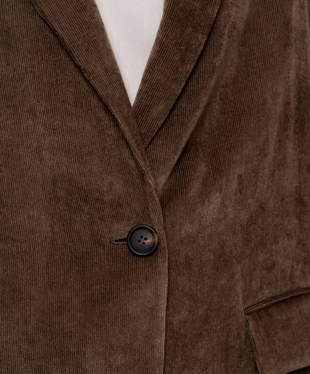 Brunello Cucinelli Коричневый вельветовый жакет MG5477406P изображение 5