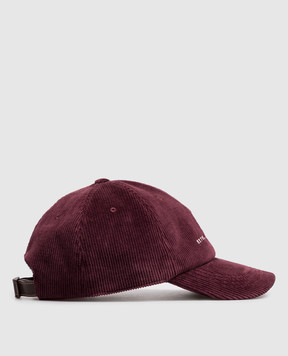 Brunello Cucinelli Бордовая вельветовая кепка с вышивкой логотипа MY4999850