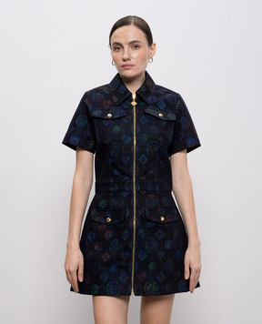 Casablanca Чорна джинсова сукня-сорочка Heatmap у візерунок WSP26DR18901