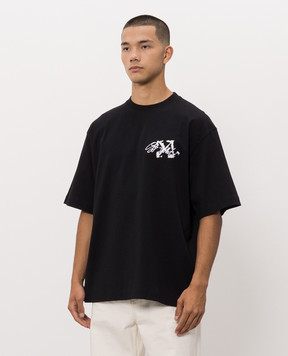 Off-White Чорна футболка Stroke з вишивкою логотипа 44MAA120F26J00J
